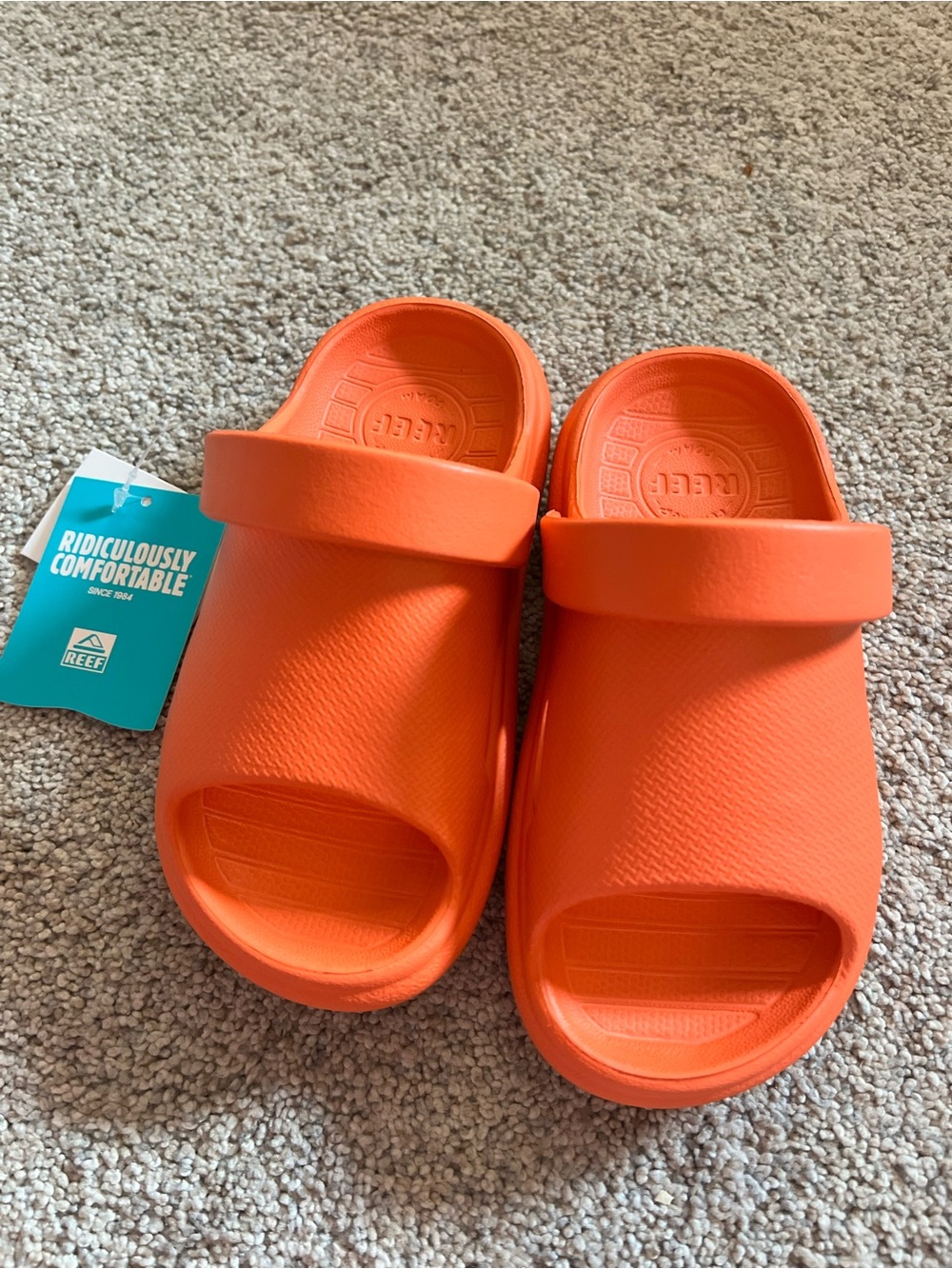 Kids Reef Orange Comfortable Slide Sandals Summer Vacation Beach Pool Size 9